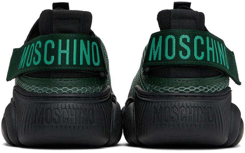 スニーカー Moschino MB15353G1GG8300A LOGO TAPE TEDDY Sneakers Black & Green Logo Tape Teddy Sneakers by Moschino on Sale