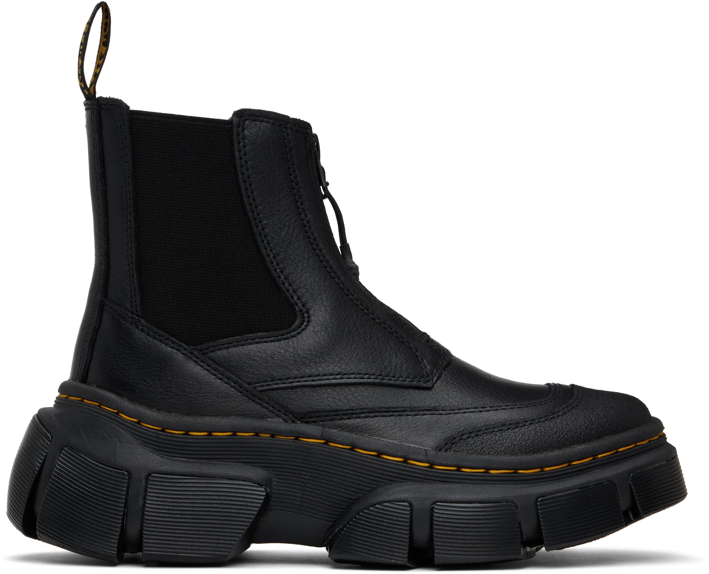 Dr. Martens ブラック Dxml ジッパー レザー チェルシーブーツ
