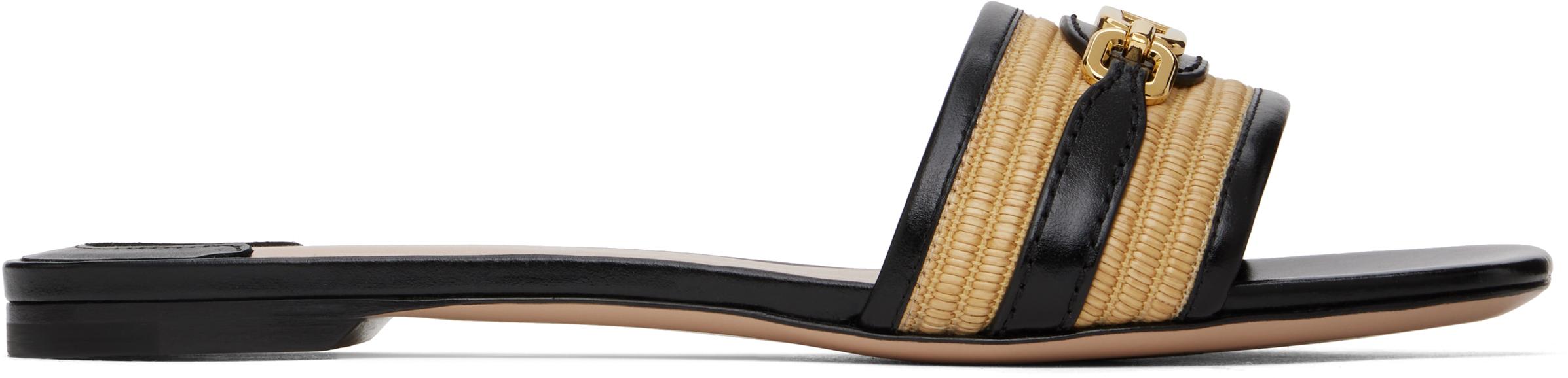 Tom Ford レディース ブラック＆ベージュ ラフィア スムースカーフ 