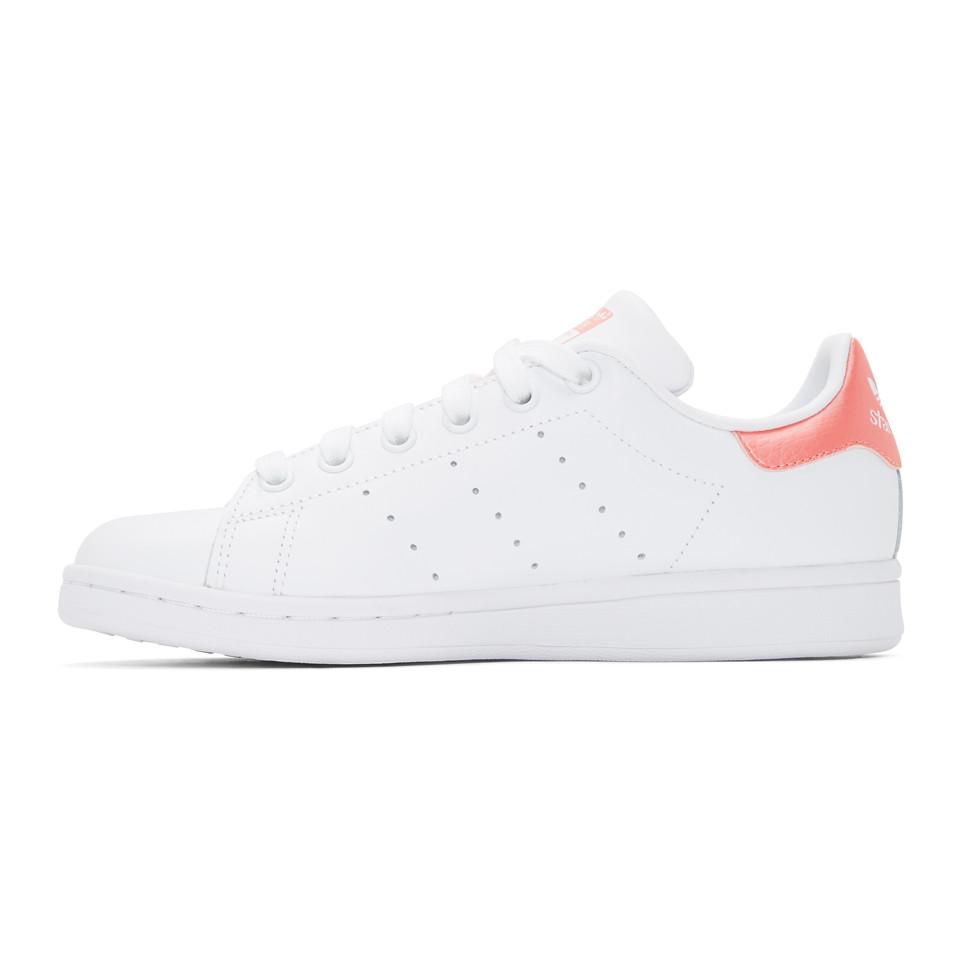 adidas originals stan smith sneakers in white and pink