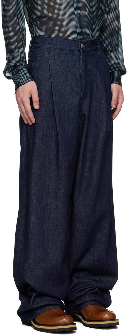 メンズ Dries Van Noten ネイビー タック ジーンズ ブルー | Lyst