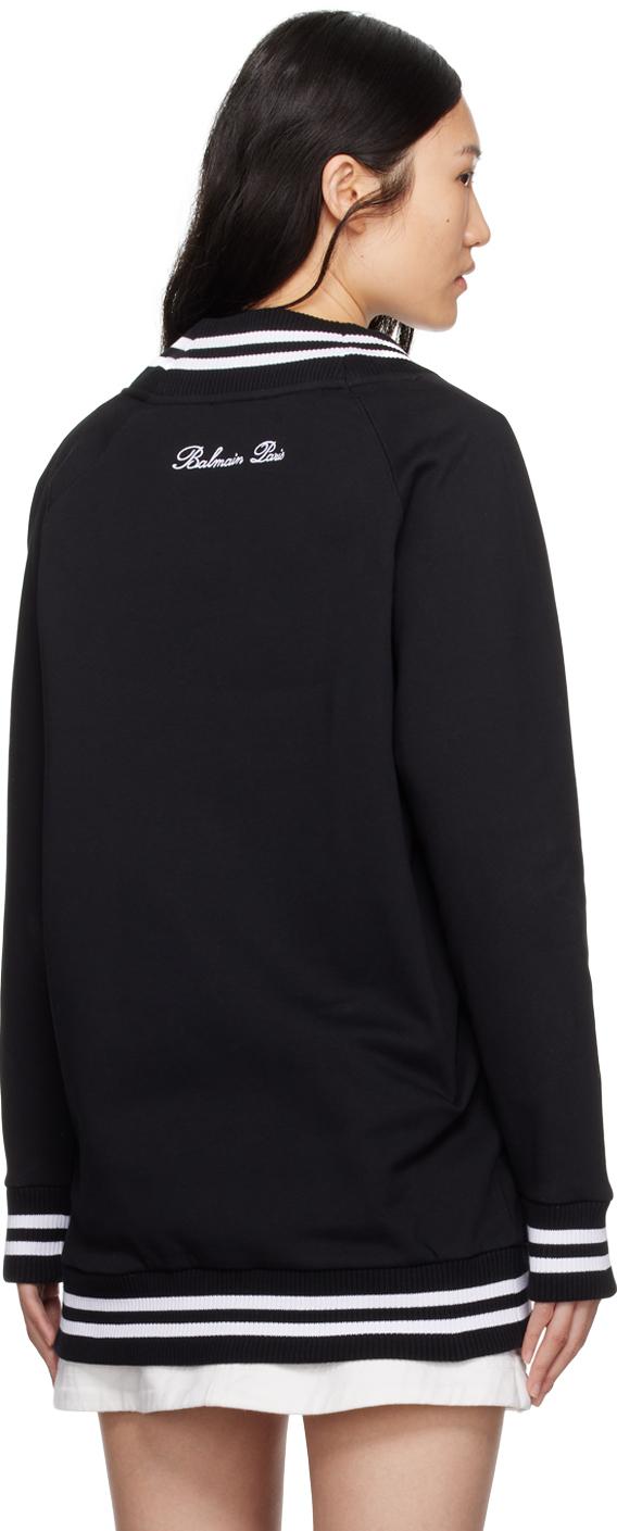 Balmain レディース ブラック ロゴ刺繍 カーディガン セーター & ニット 