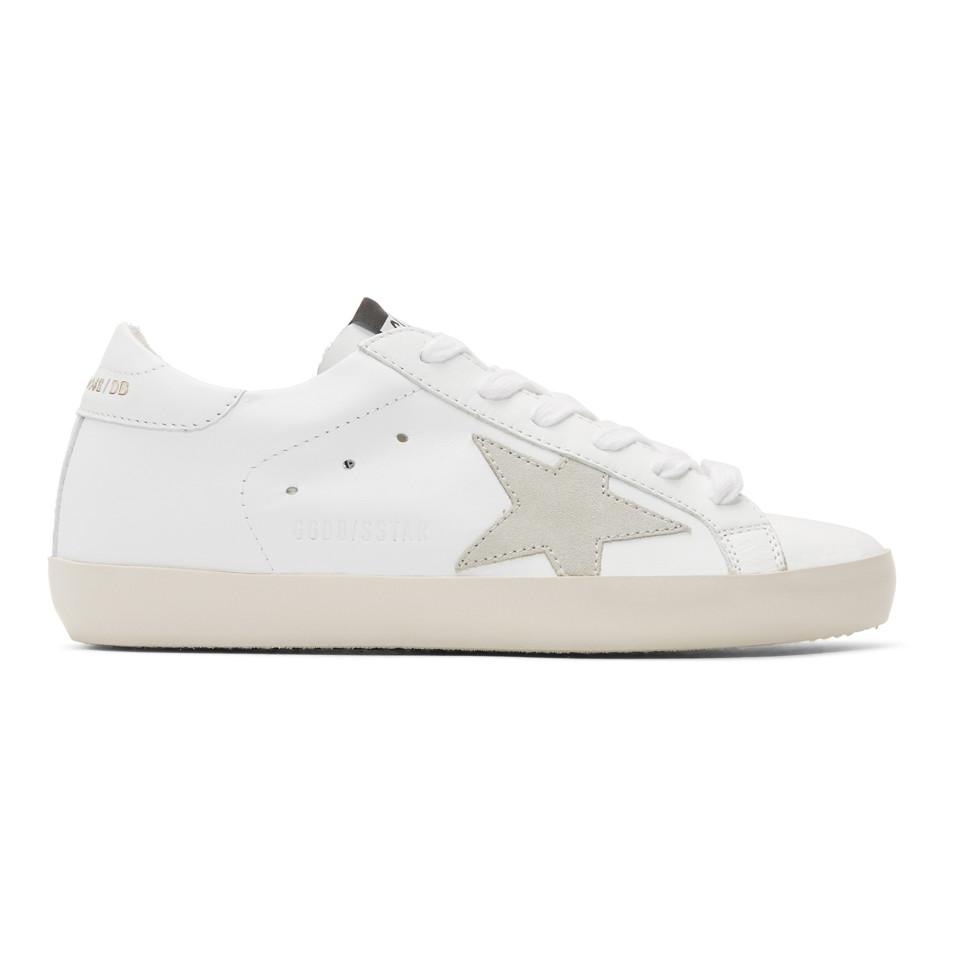 Golden Goose Superstar White Leather Sneakers | Lyst