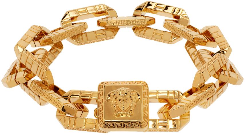 Versace レディース メタリック ゴールド グレカ キルティング 