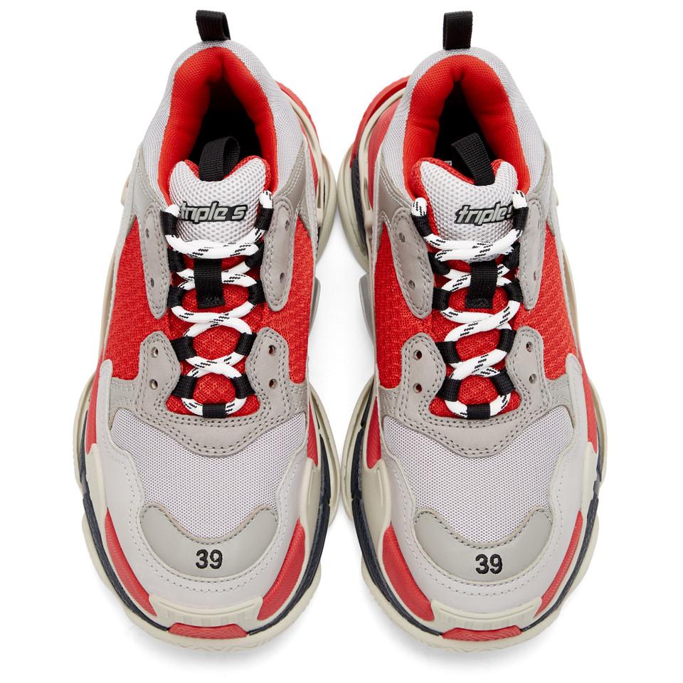 Balenciaga Triple S Sneakers in Red Grey White (Red) for Men - Lyst