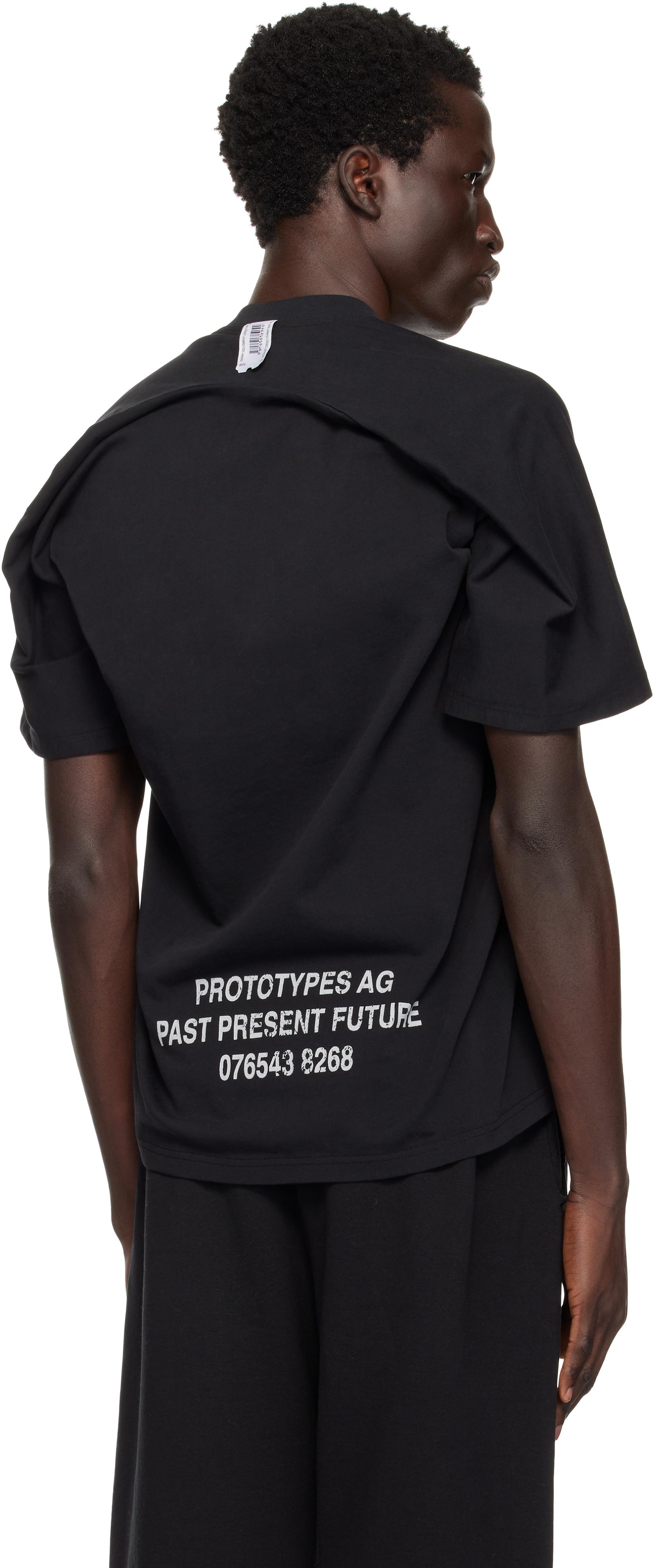 PROTOTYPES メンズ ブラック Moved Neckline Tシャツ Tシャツ