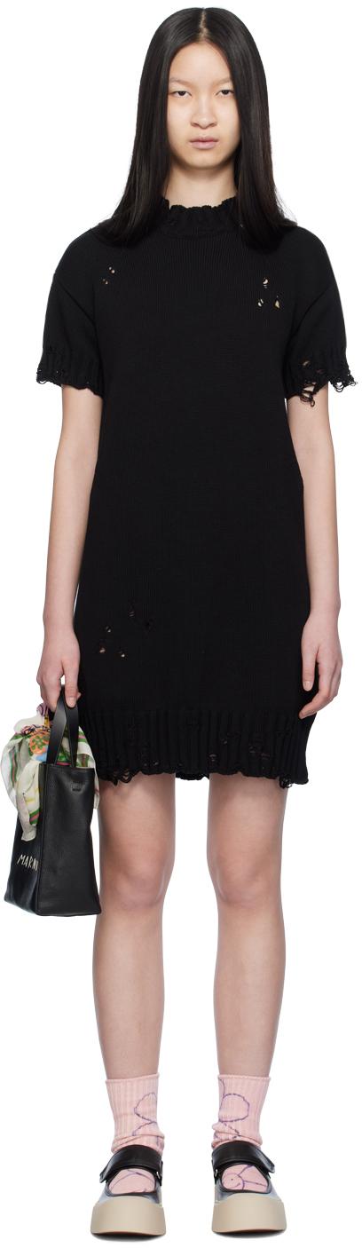 Marni レディース ブラック Dishevelled ミディアムワンピース ワンピース
