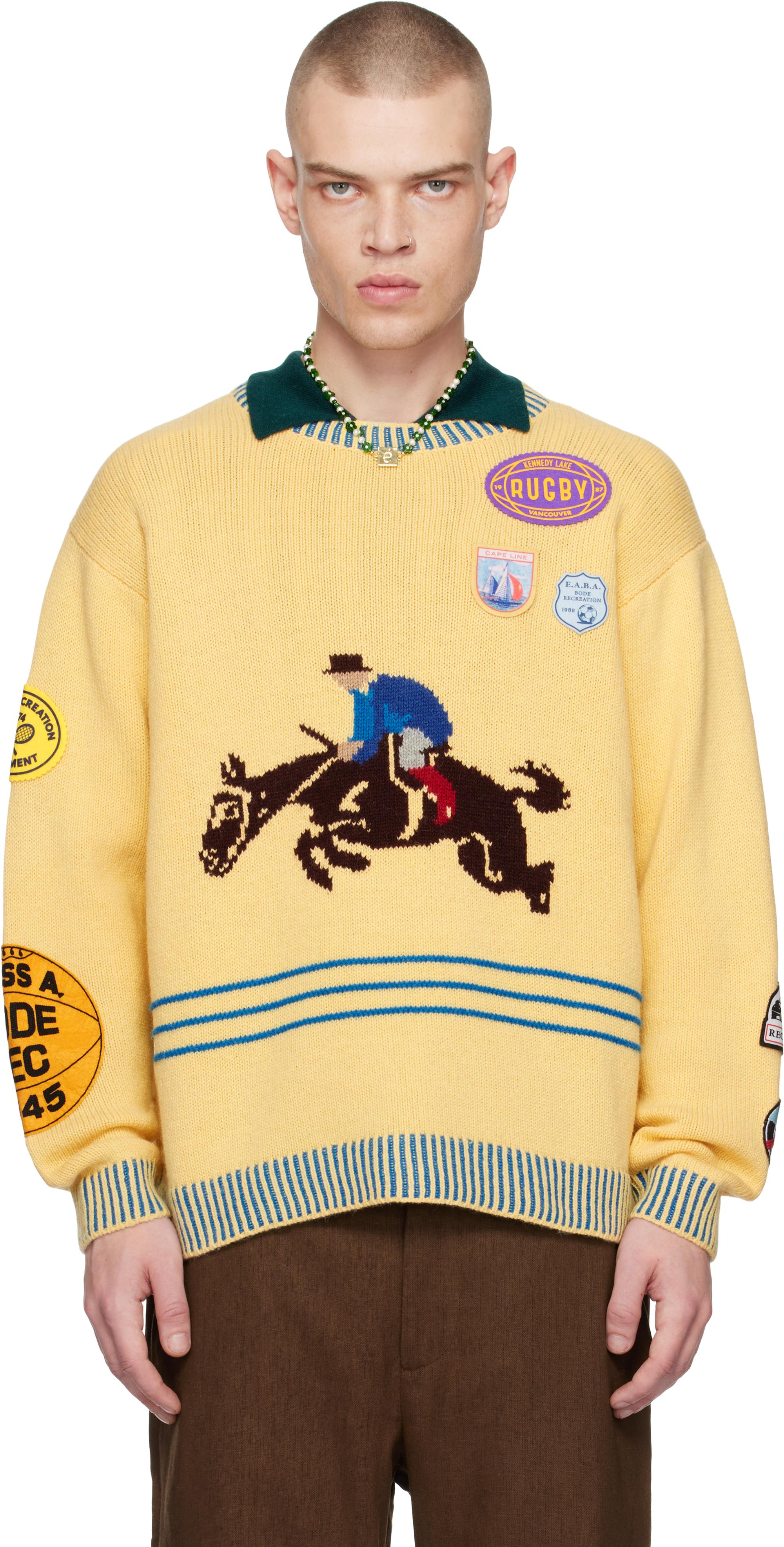 Bode メンズ イエロー Jockey セーター セーター & ニット 