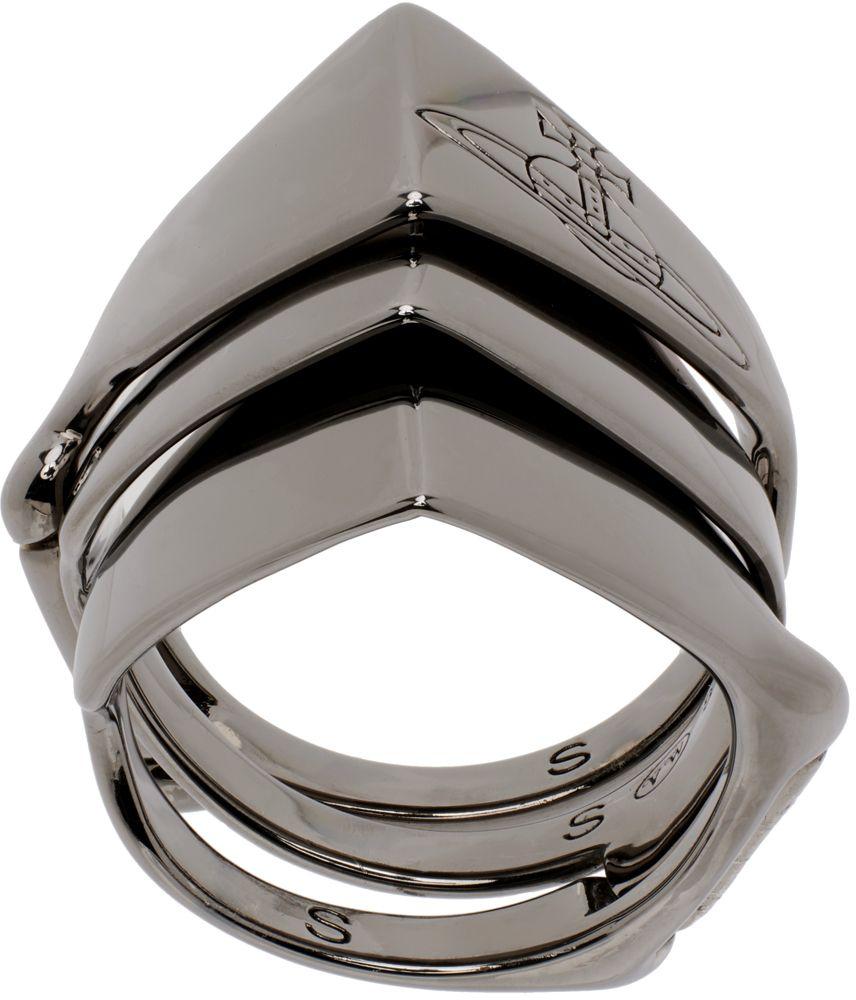 Vivienne Westwood Gunmetal Knuckleduster Ring in Metallic for