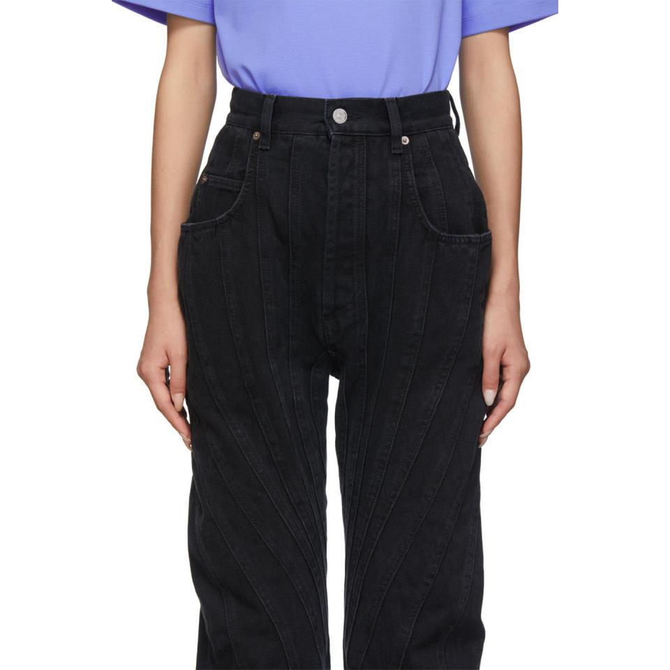 Mugler Denim Black Spiral Jeans | Lyst 