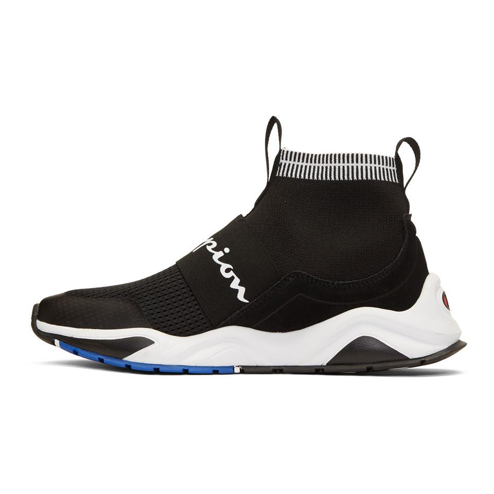 champion reverse weave black rally pro sock sneakers