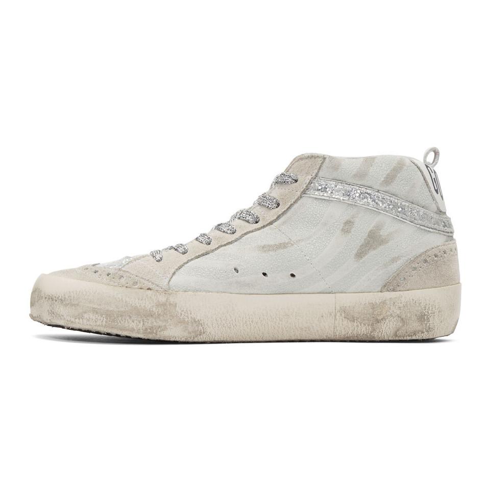 Golden Goose White And Grey Mid Star Sneakers | Lyst