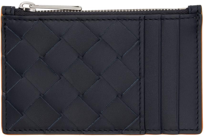 Bottega Veneta メンズ ブルー & Intrecciato ジップカードケース 財布 