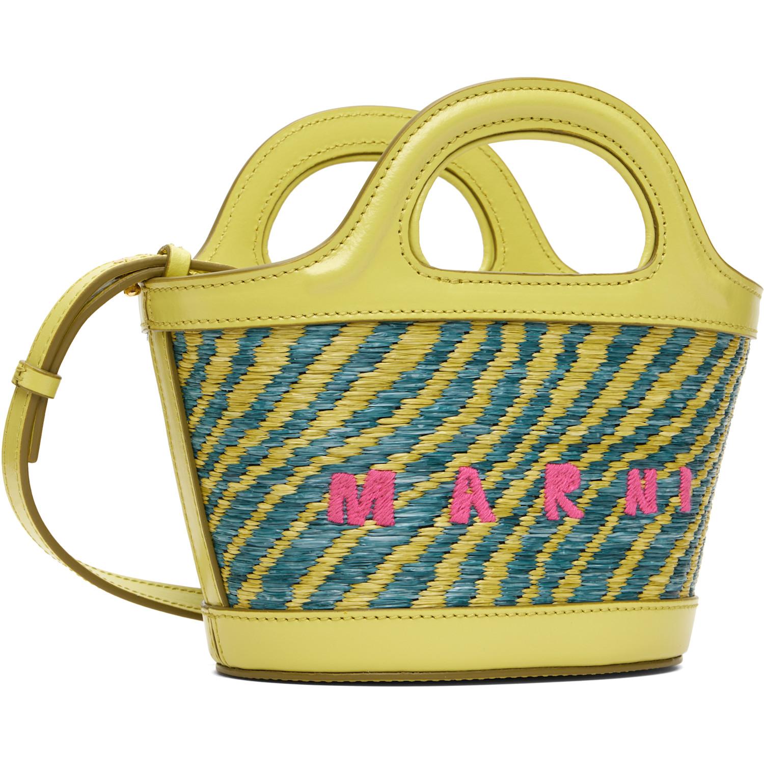 Marni Wavy Raffia-Effect Tropicalia Micro Tote in Yellow | Lyst