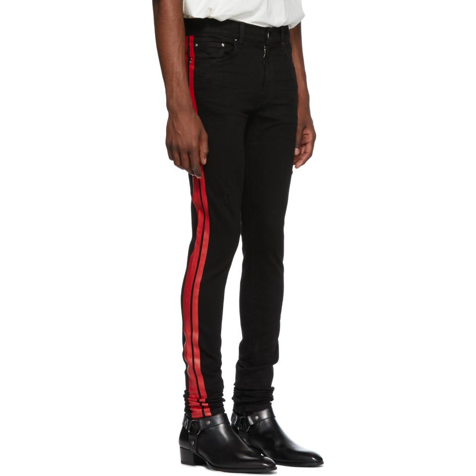 Amiri Denim Black And Red Stack Track Jeans for Men | Lyst