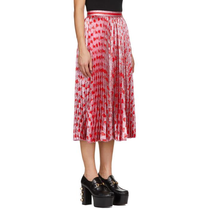 Gucci Pink And Red Pleated Lurex Hearts Skirt | Lyst UK