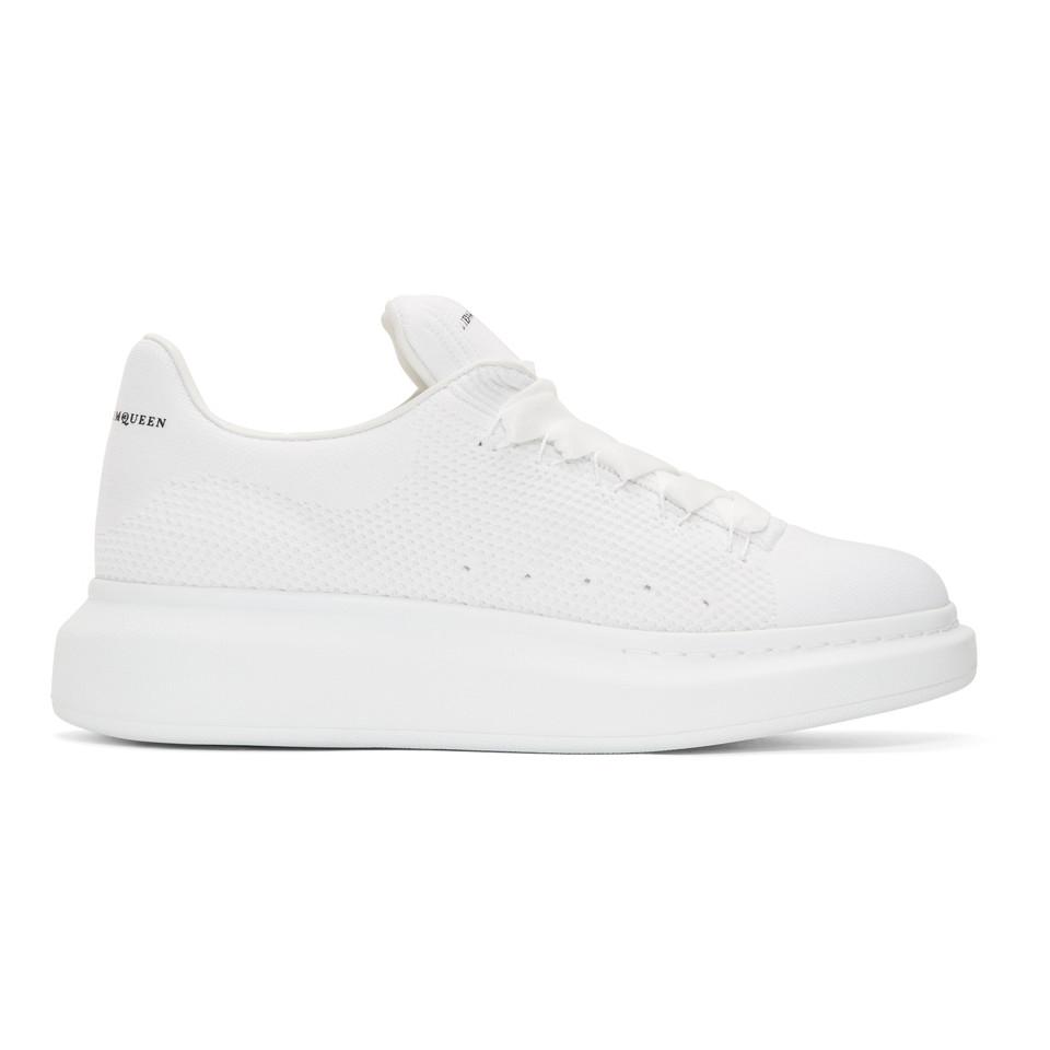 Alexander McQueen Leather White Knit Oversized Sneakers for Men - Lyst