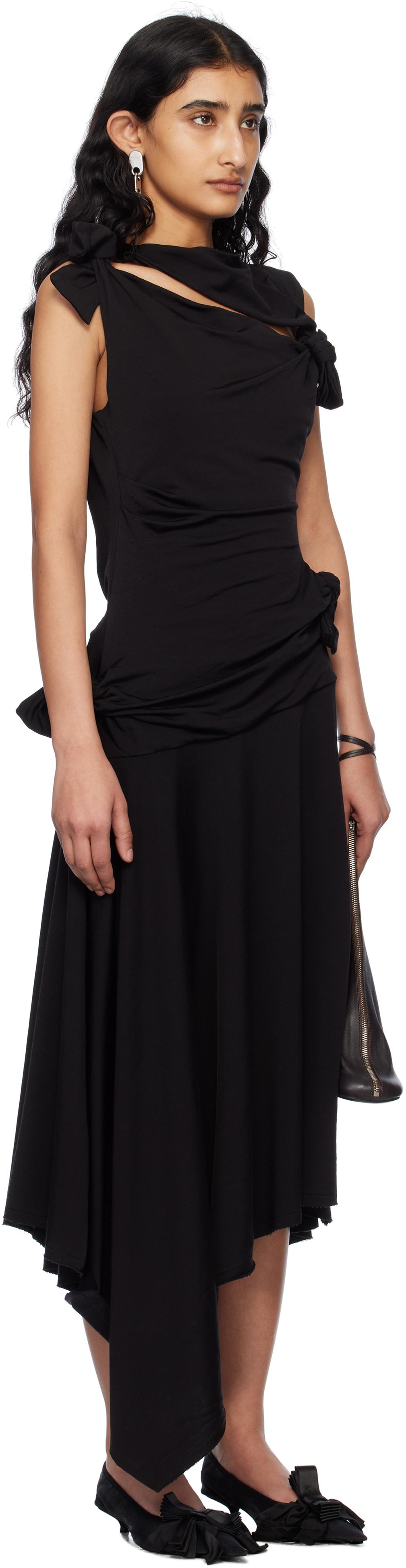 【関税込み】Acne Studios ブラック Tie-Up ミディアムドレス Acne Studios Tie-Up Midi Dress in Black | Lyst
