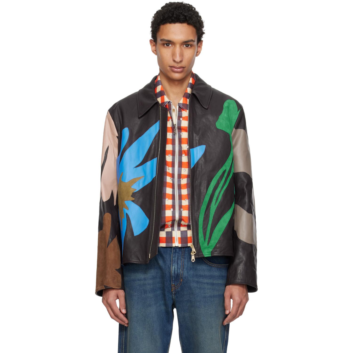Paul Smith Floral Soft Lamb Leather Jacket in Black for Men | Lyst