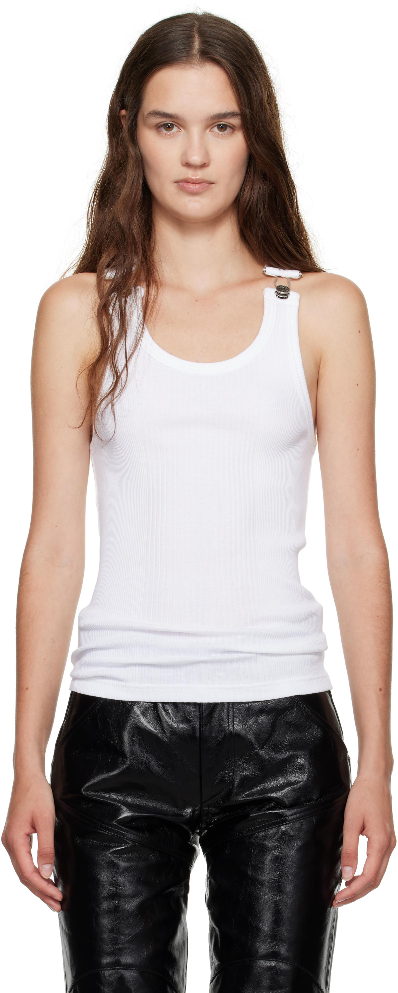 Jean Paul Gaultier Overall Buckles Ribbed Tank Top in White | Lyst