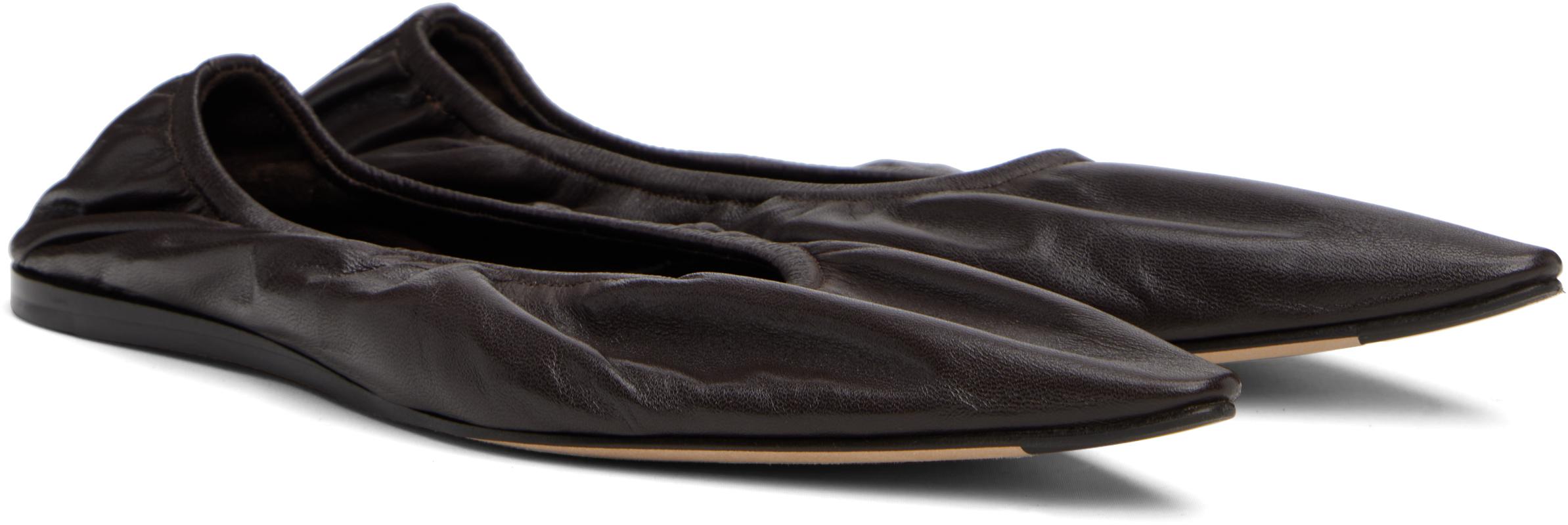 ☆sale☆THE ROW Awar レザーバレリーナシューズ ダークブラウン THE ROW (ザ・ロウ) Awar レザー バレリーナシューズ Dark Brown