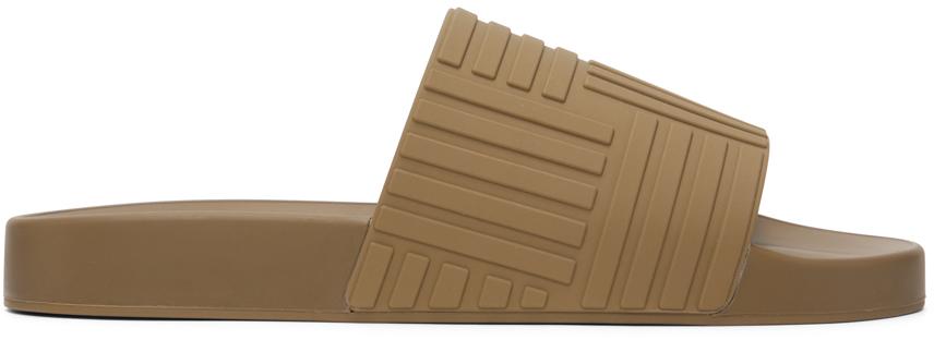 Bottega Veneta メンズ ブラック ブラウン スライダー サンダル  