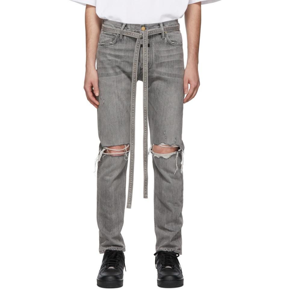 Fear of God Damaged Knee denim grey