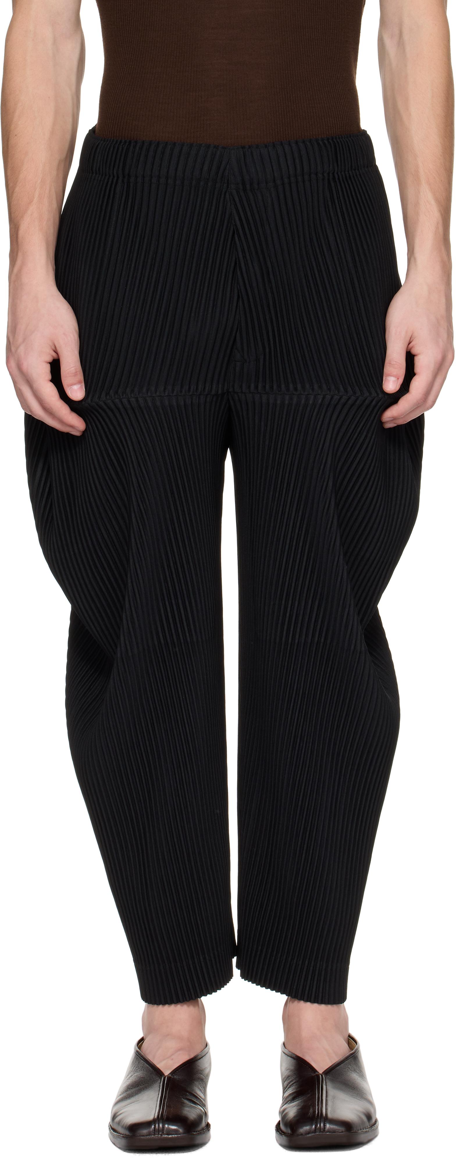 Homme Plissé Issey Miyake Kinetic Sculpture Trousers in Black for