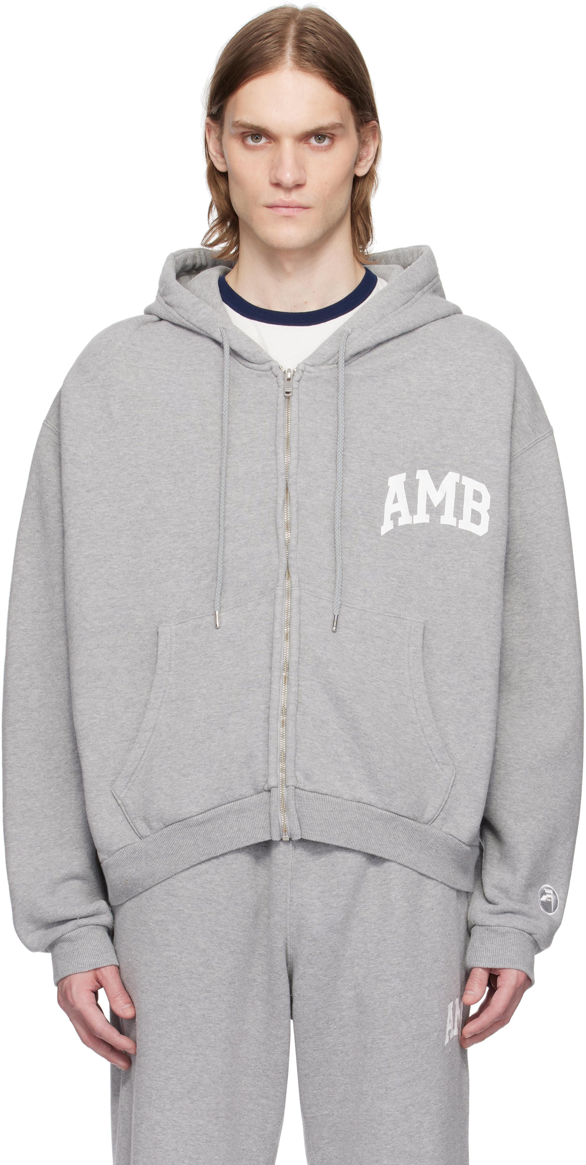 Ambush 'Amb' Graphic Zip-Up Hoodie in Gray for Men | Lyst