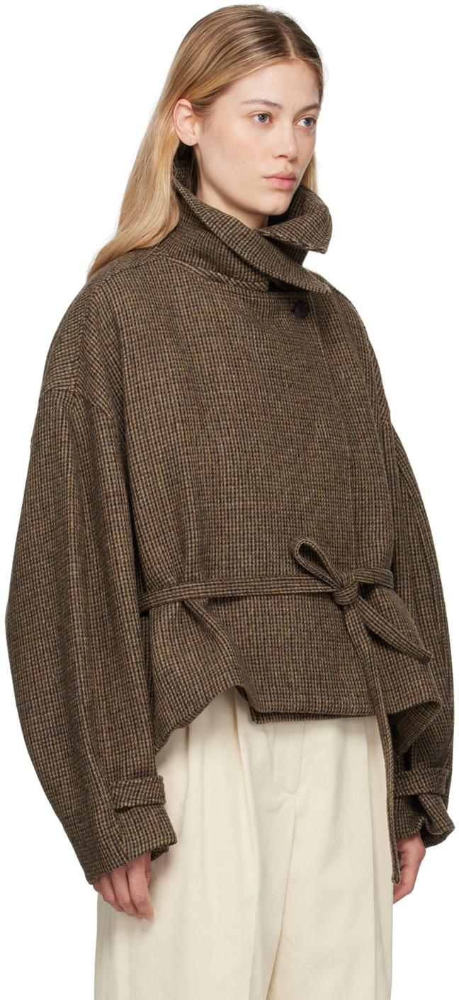LE17SEPTEMBRE Houndstooth Jacket in Brown | Lyst