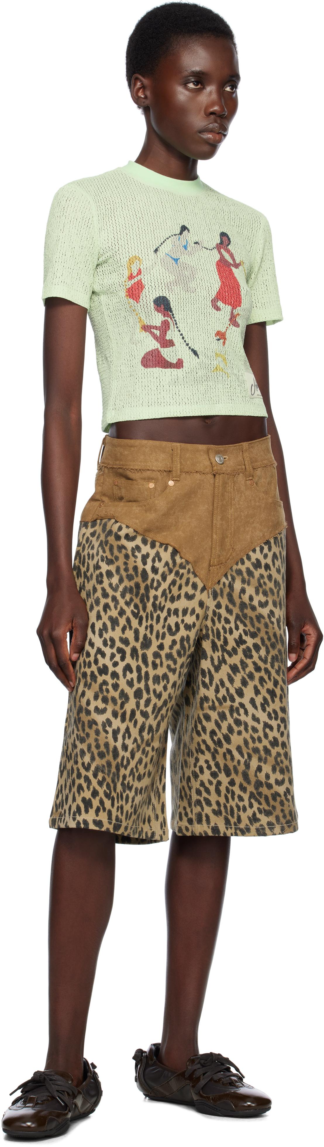 ANDERSSON BELL Oxford Combo Leopard Shorts in Natural | Lyst