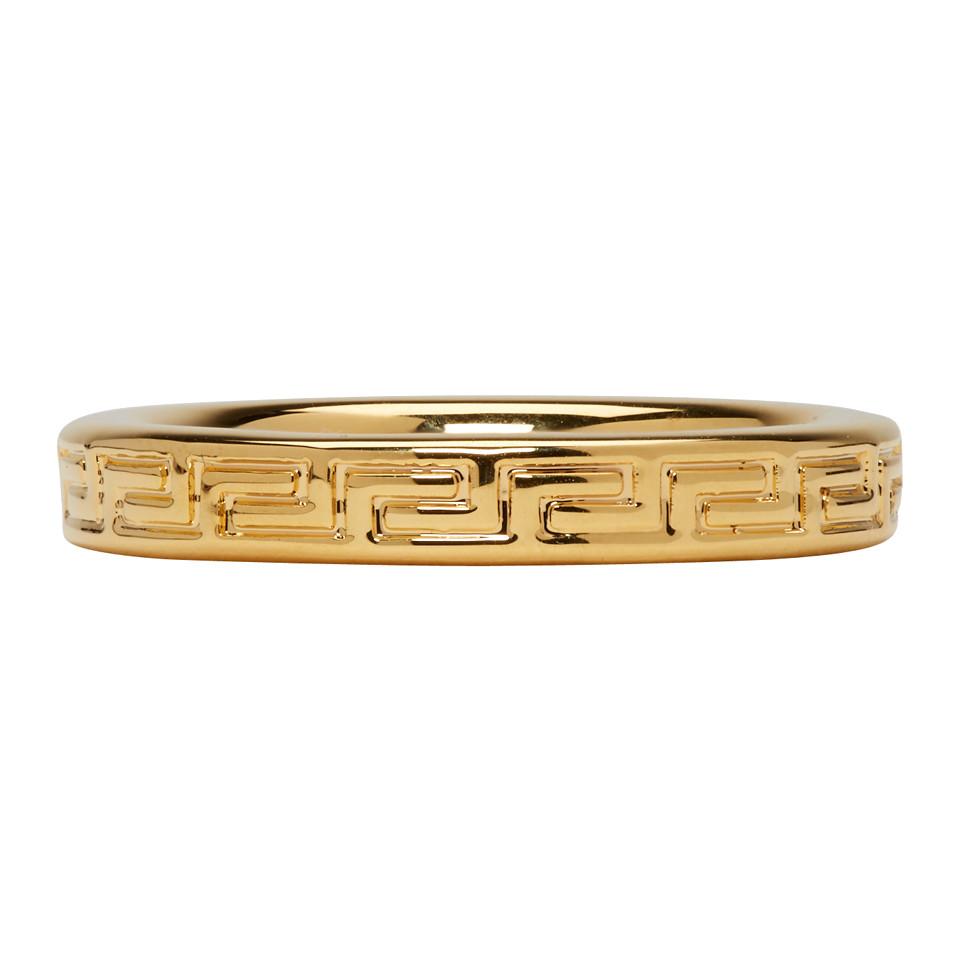 Versace Gold Greek Key Ring in Metallic 