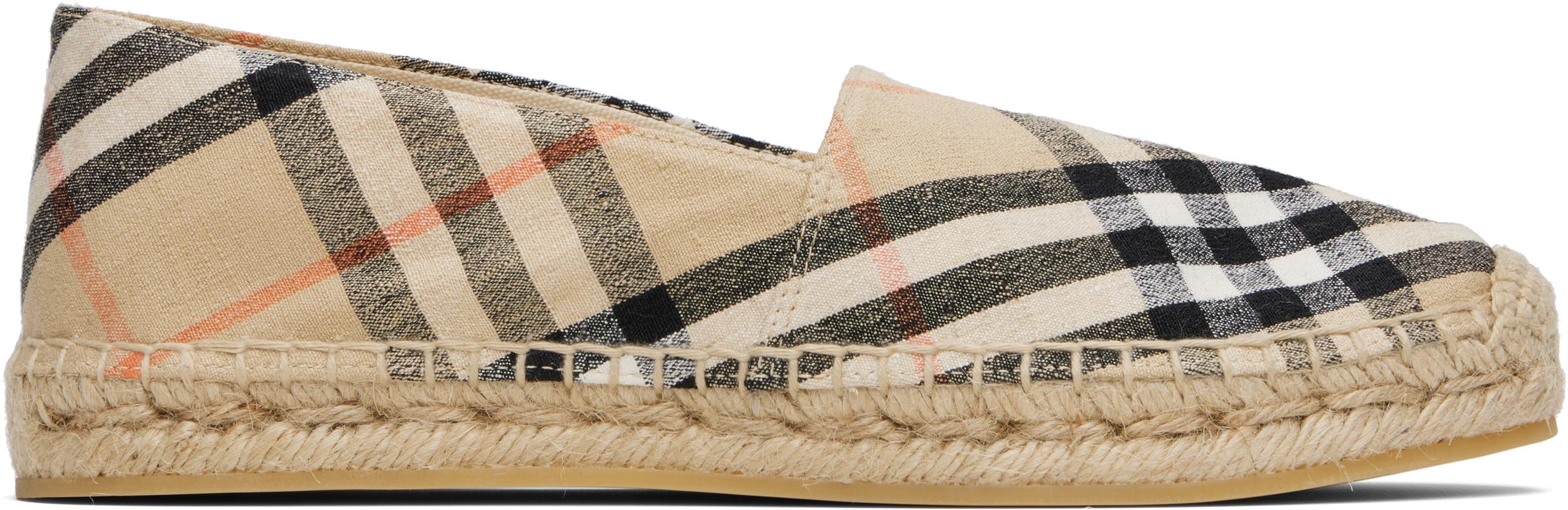 Burberry Tan Espadrille Loafers/Flats Pateman Check Mews Espadrilles​ in Sand - Men, Linen | Burberry  main image 4