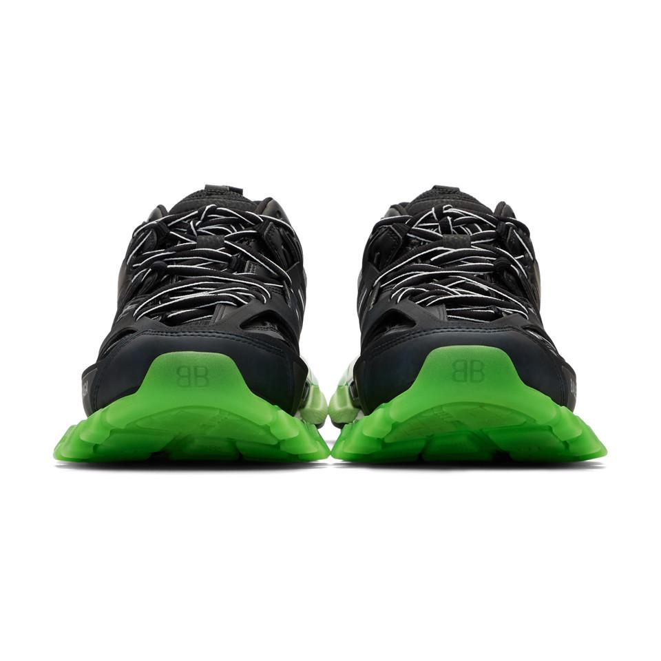 Balenciaga Black And Green Glow-in-the-dark Track Sneakers for Men | Lyst