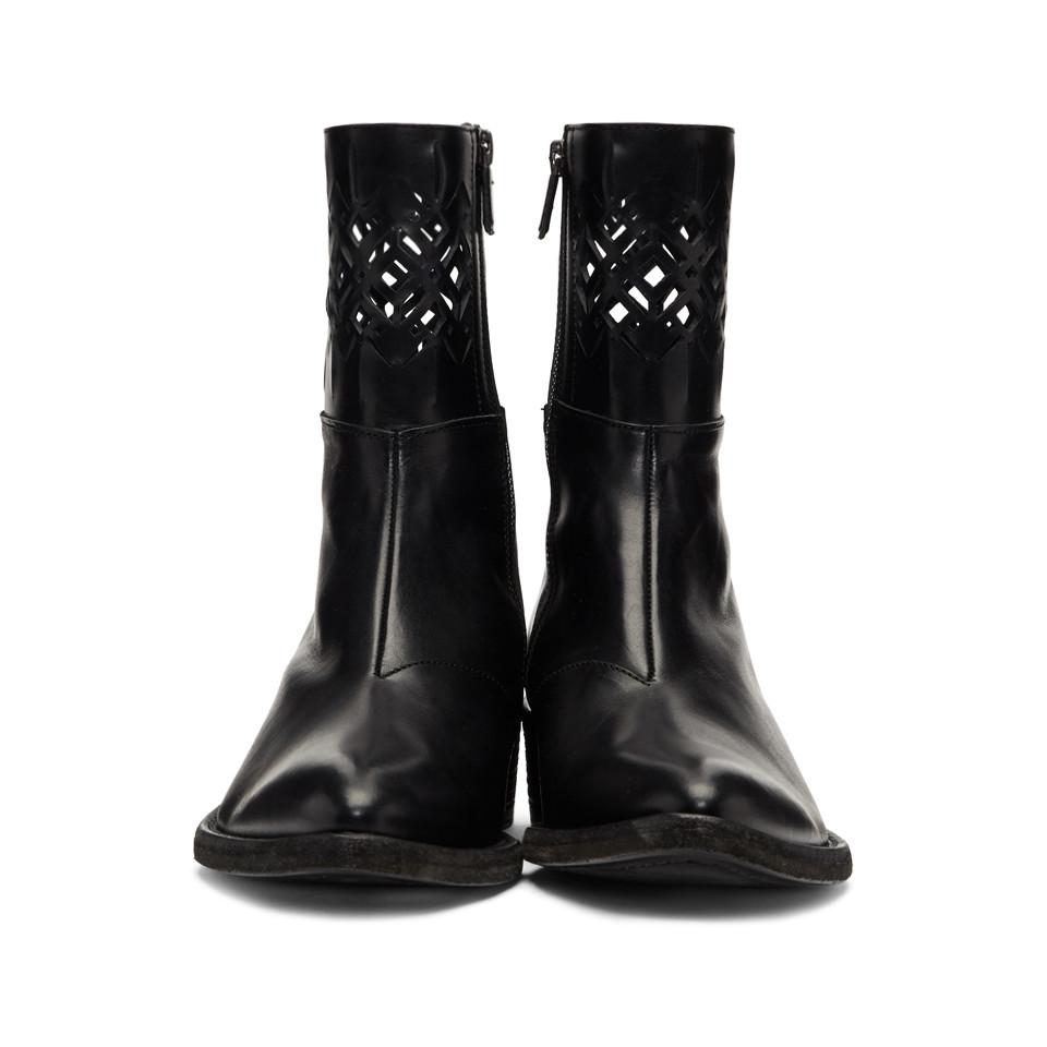 black laser cut booties
