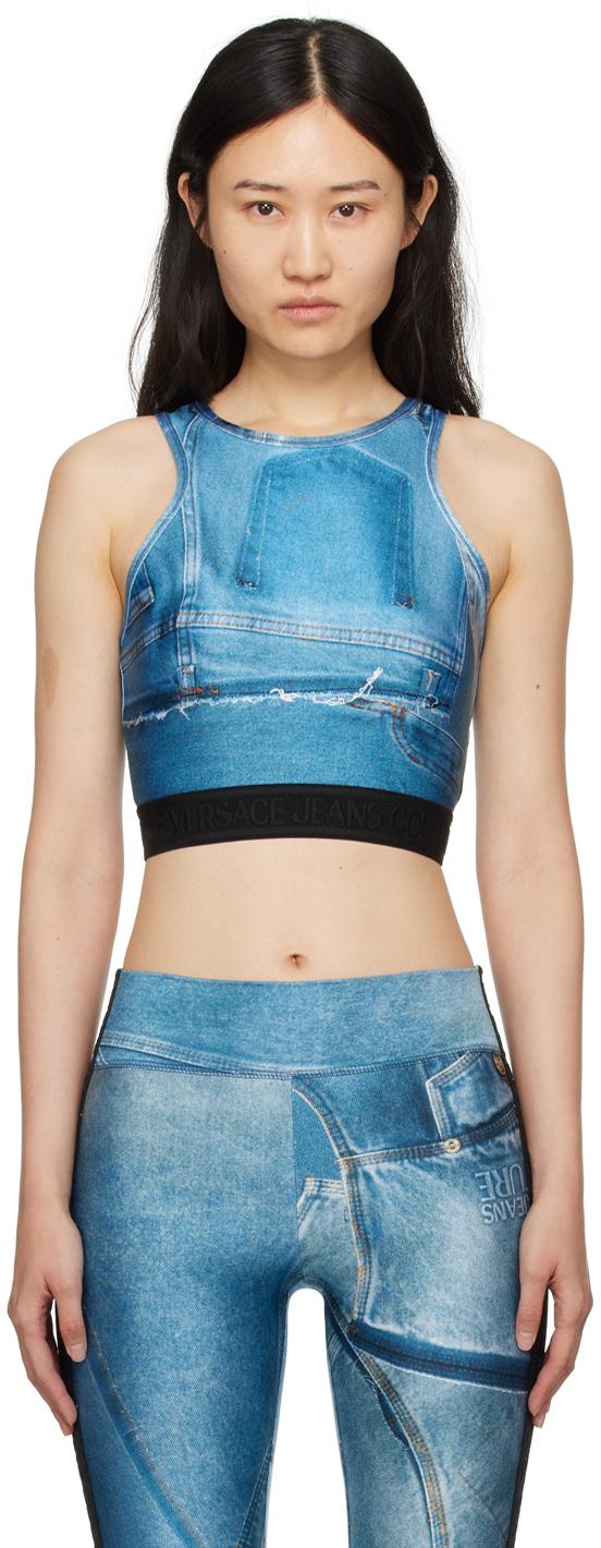 VERSACE JEANS COUTURE ブラックノースリーブニット（ロゴ