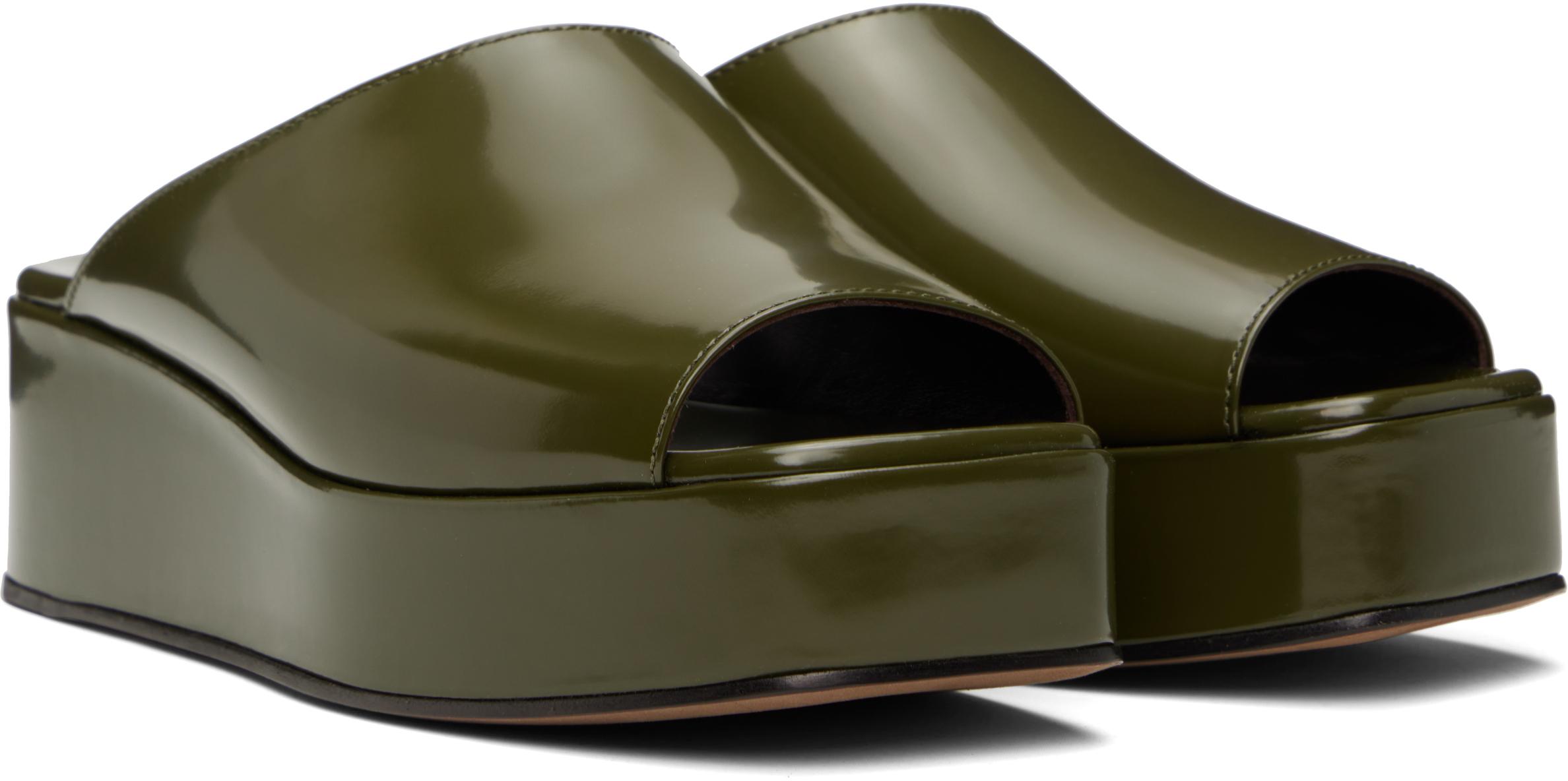 The Row Khaki Emi Flatform Sandals in Black | Lyst