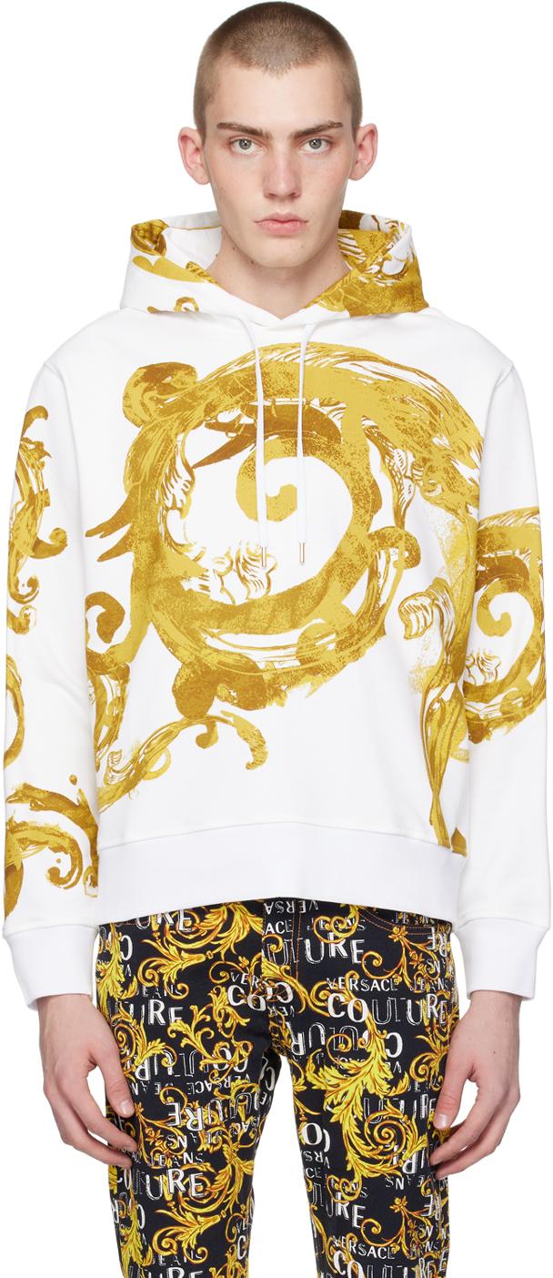 VERSACE store JEANS COUTURE WHITE AND GOLD SWEATER CONDITION USED LIKE NEW