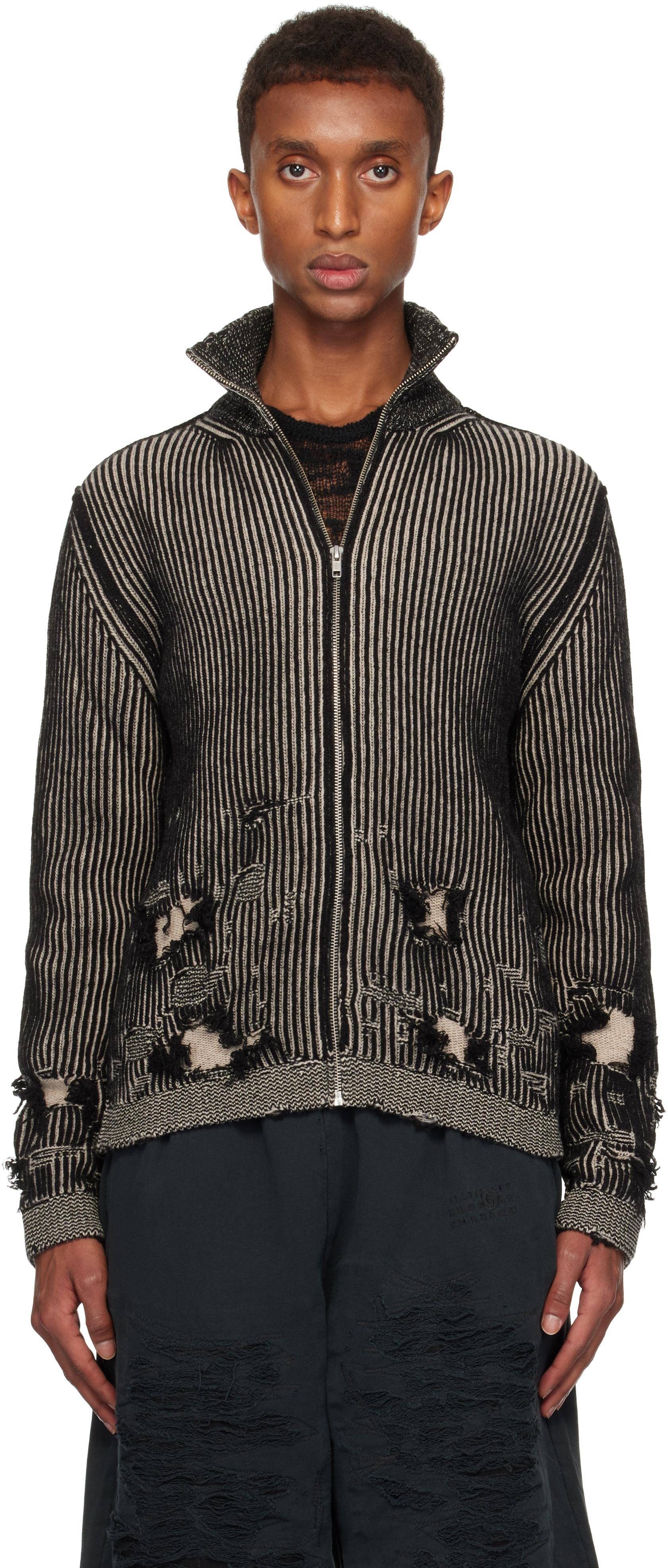 MM6 by Maison Martin Margiela メンズ ブラック & リブ ウール 