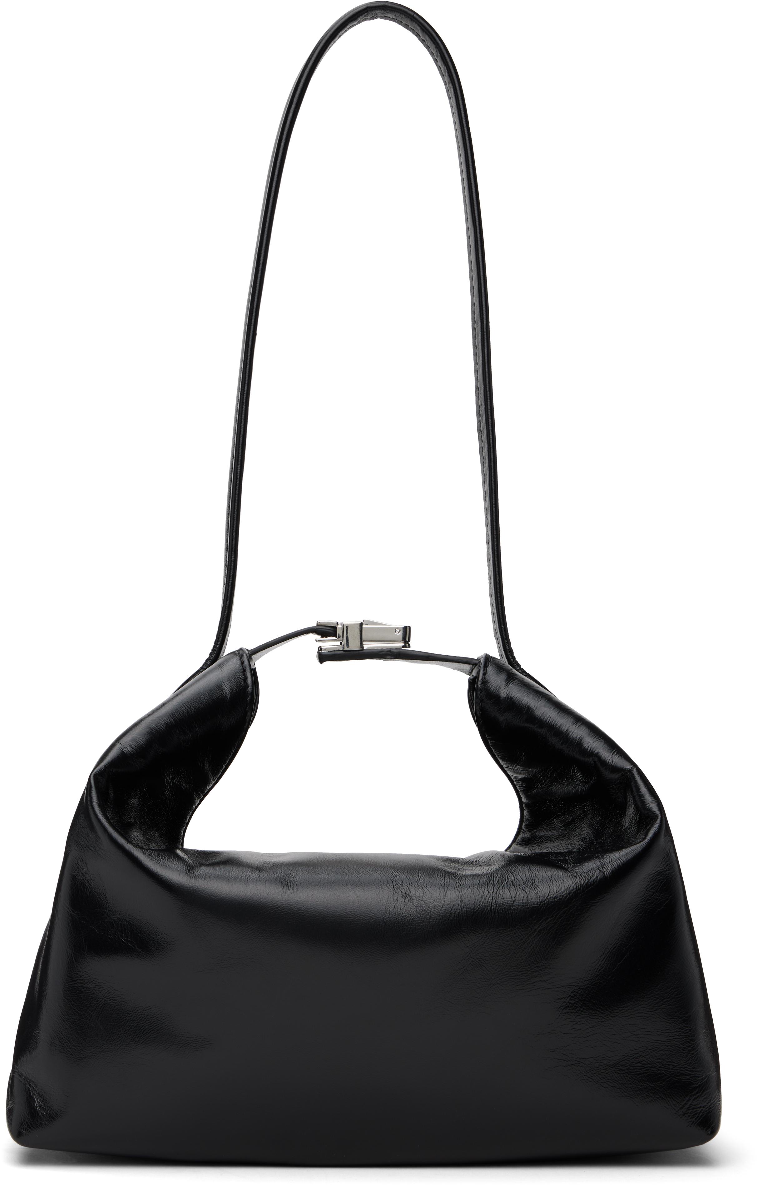 Amber Black Patent Bags Sale BY FAR Bea Creased Leather Bag In