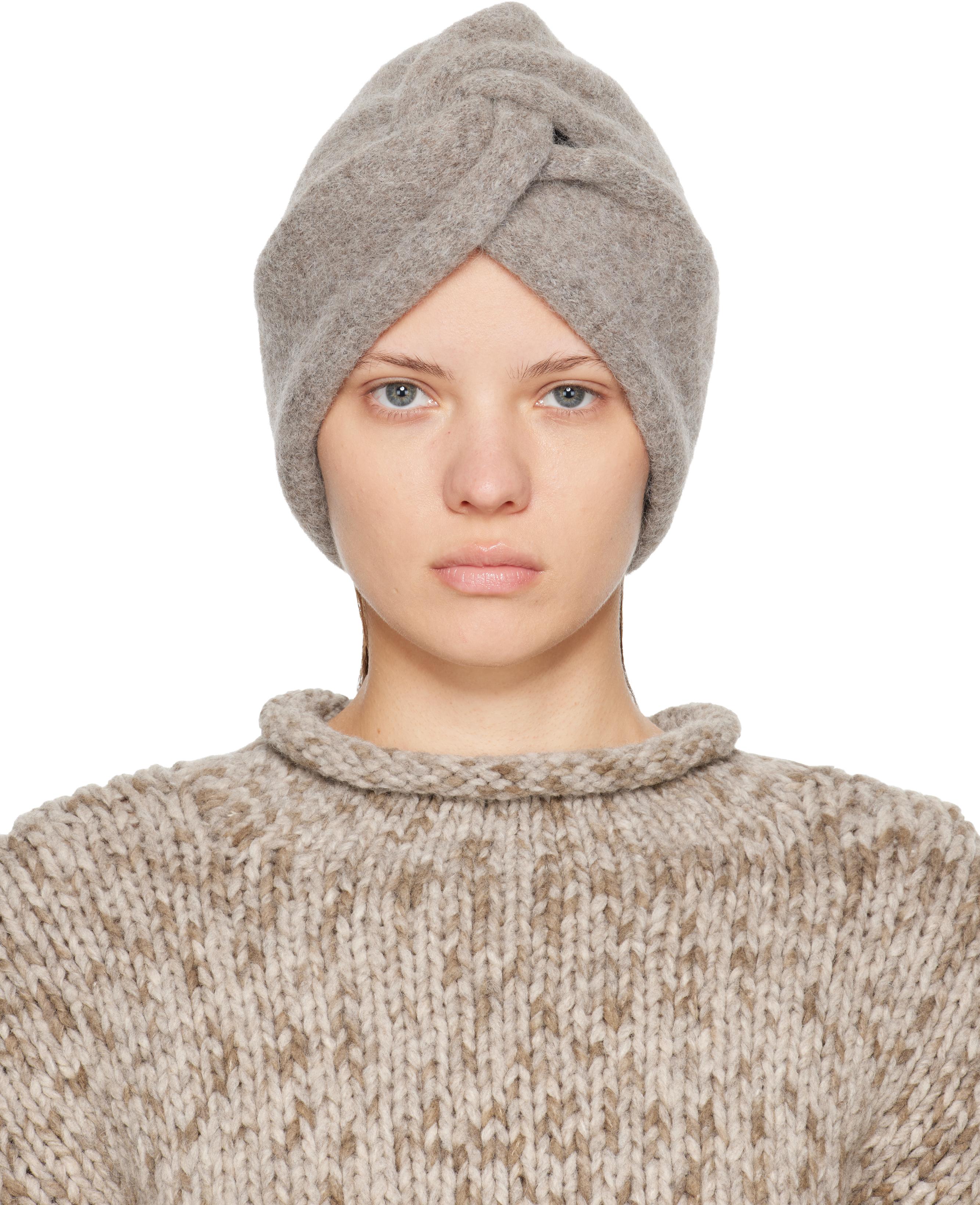 Lauren Manoogian Taupe Knot Turban Headband in Gray | Lyst