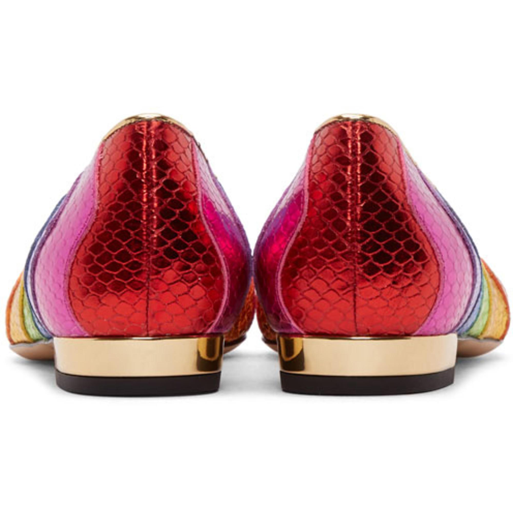 Lyst Charlotte Olympia Multicolor Metallic Rainbow Kitty Flats