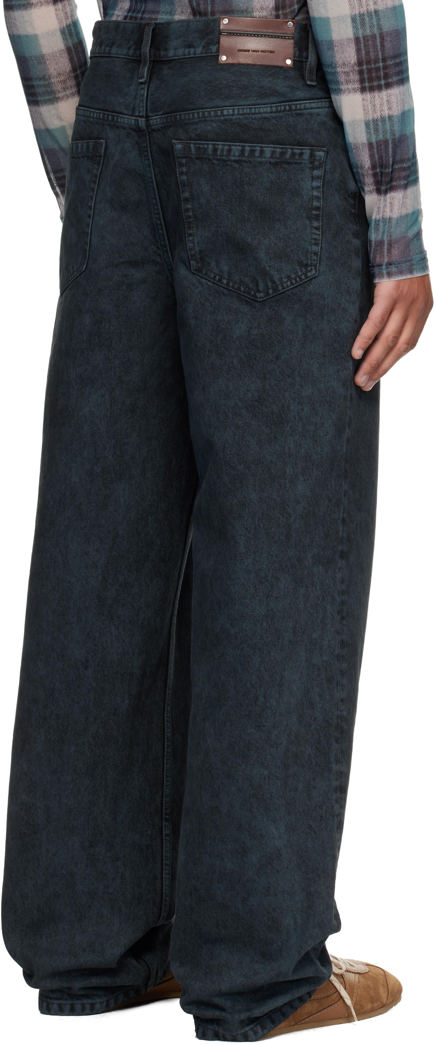 メンズ Dries Van Noten ネイビー ルーズフィット ジーンズ ブラック 