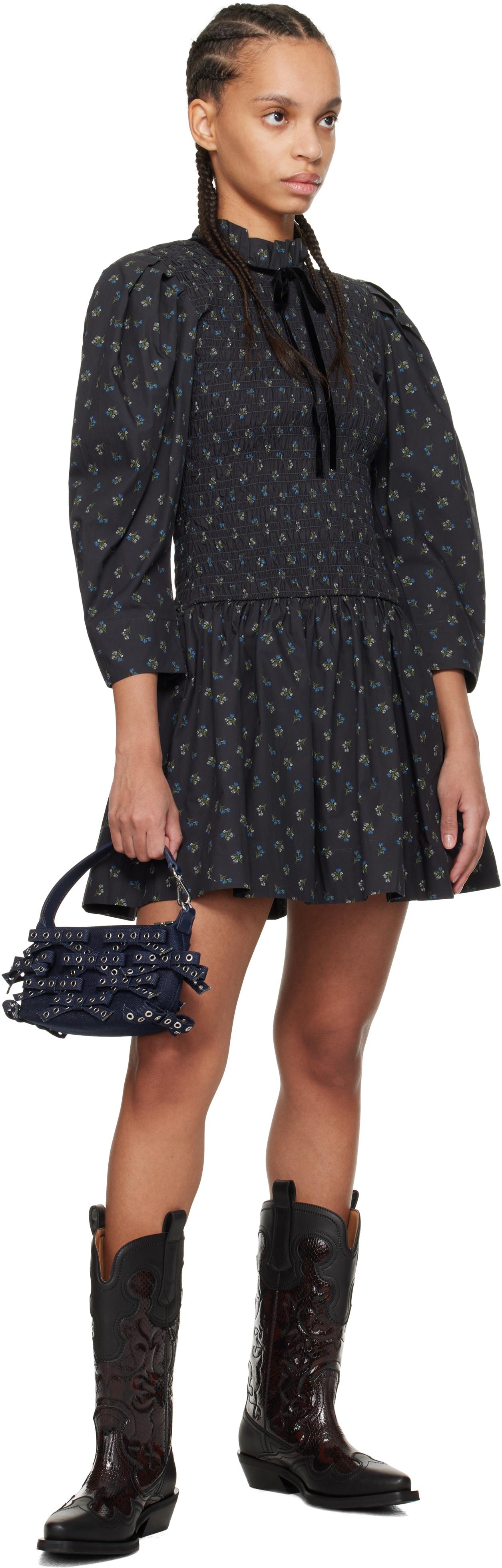 【GANNI】Denim Small Bow Eyelet Butterfly Pouch Bag Ganni Denim Small Bow Eyelet Butterfly Pouch Bag | italist