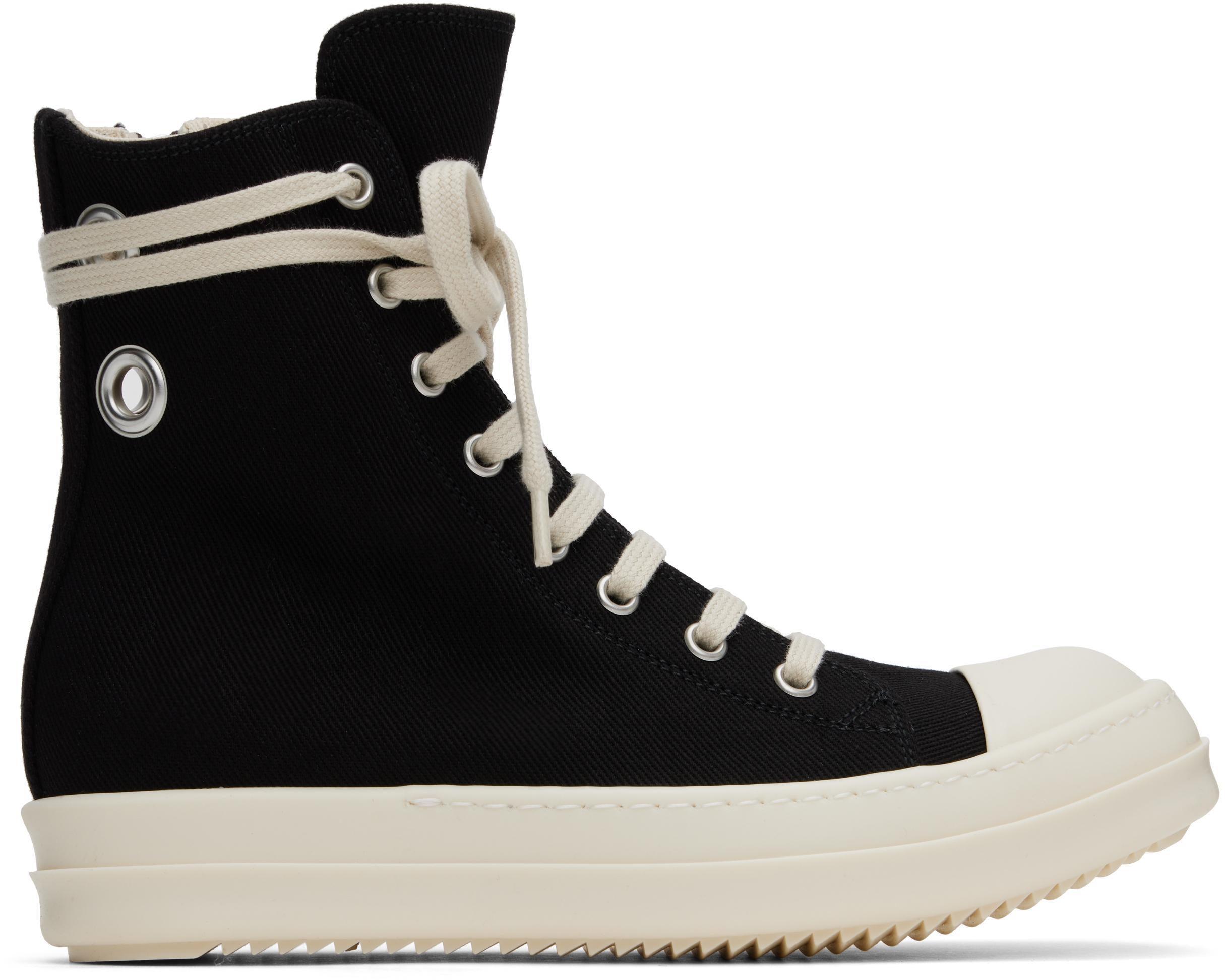 【RICK OWENS】ブラック Hollywood Overdyed Denim スニーカー Rick Owens Hollywood Overdyed Denim Sneakers in Black | Lyst