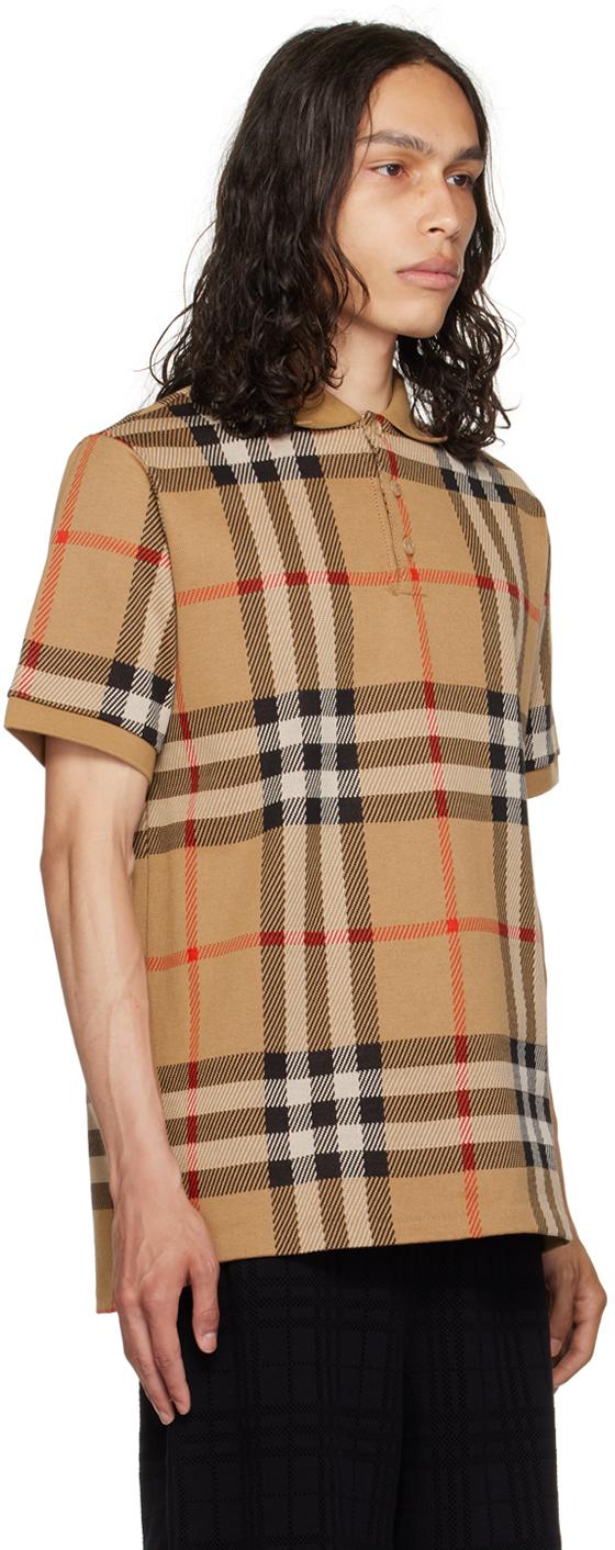 Burberry メンズ ブラック ベージュ チェック ポロシャツ Tシャツ