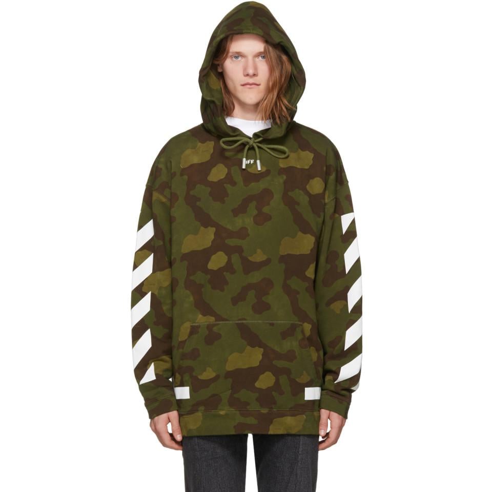Off-White c/o Virgil Abloh Green Camo Diagonal Arrows Over Hoodie in White  for Men | Lyst