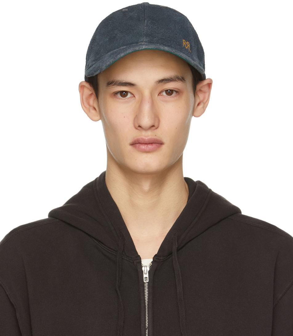 RRL Indigo Suede Rough Out Baseball Cap 