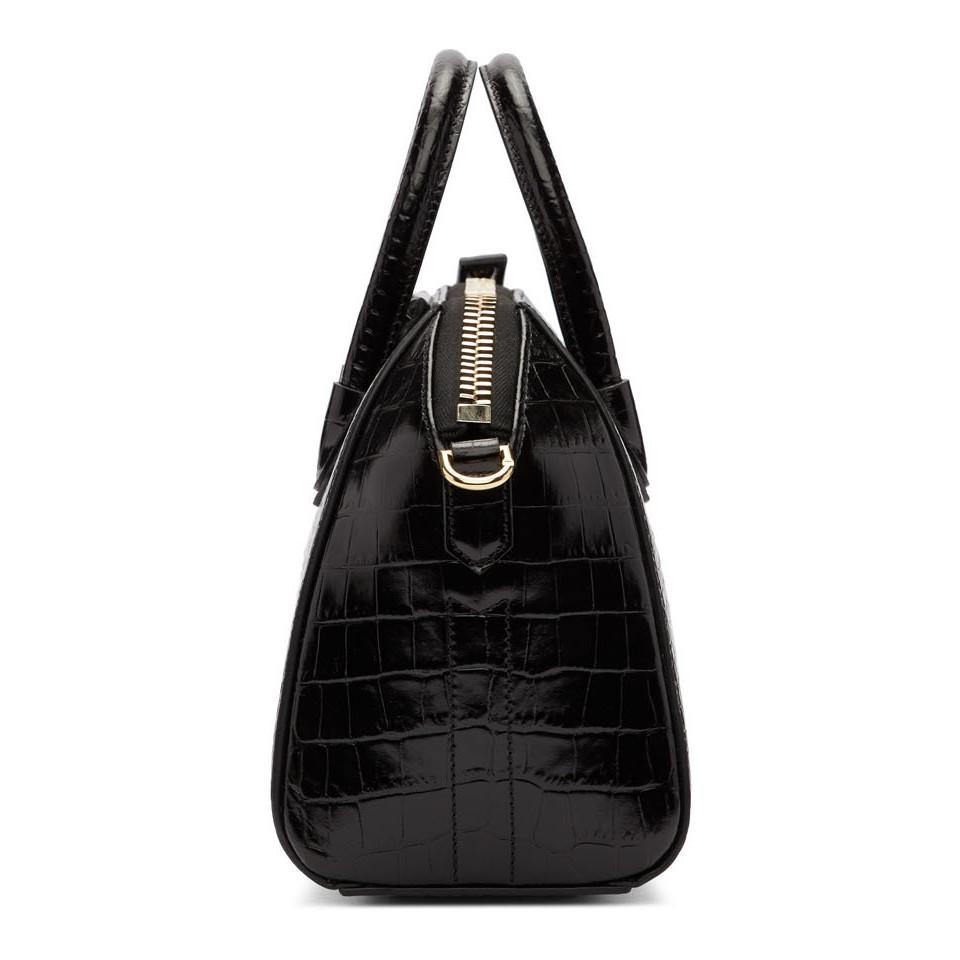 Givenchy Croc Embossed Small Antigona Leather Shoulder Bag in Black - Lyst