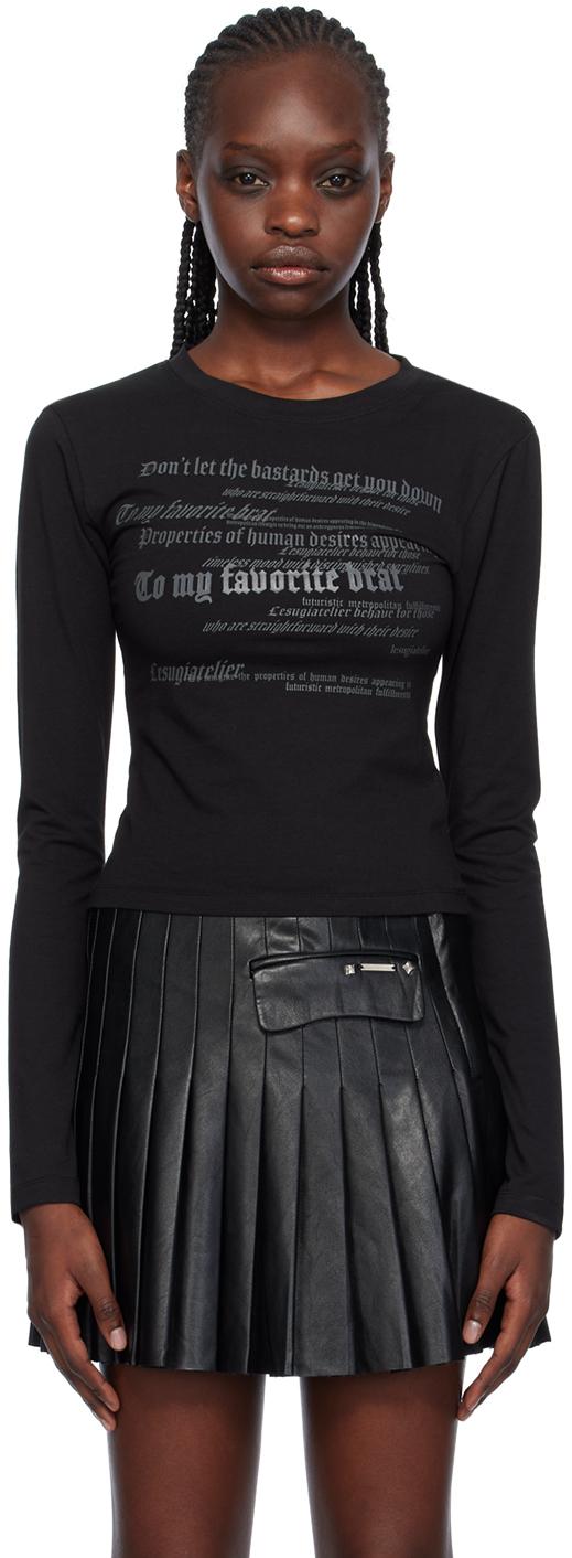 選ぶなら LESUGIATELIER ブラック長袖tシャツ トップス